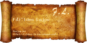 Földes Lajos névjegykártya